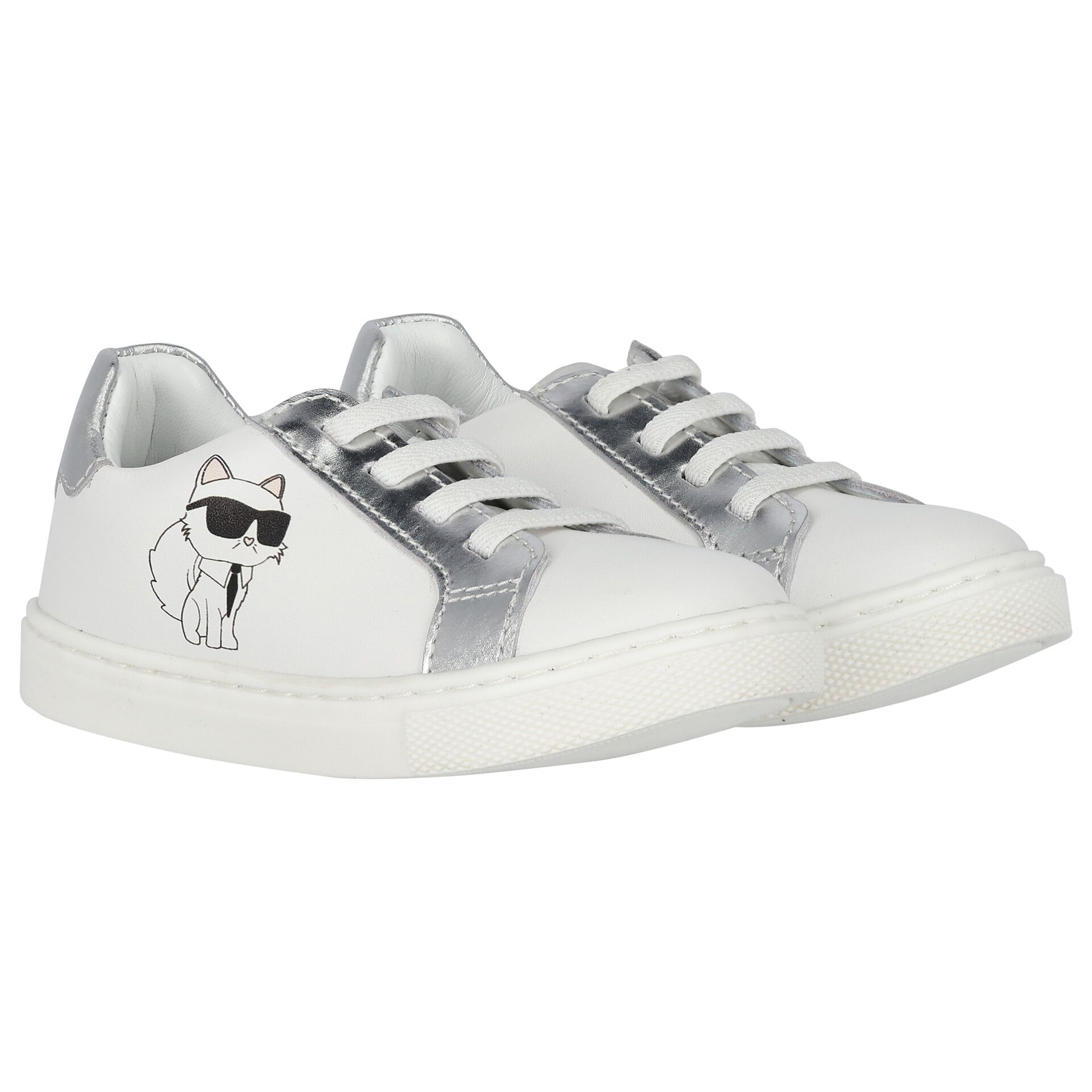 KARL LAGERFELD White Ikonik Choupette Trainers Junior Couture