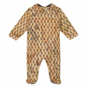 Baby Boys Beige Geo Map Babygrow