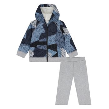 Younger Boys Grey & Blue Logo Tracksuit