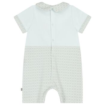 Baby Boys Blue & Gold Logo Romper