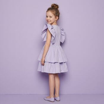 Girls Purple Logo Tiered Dress