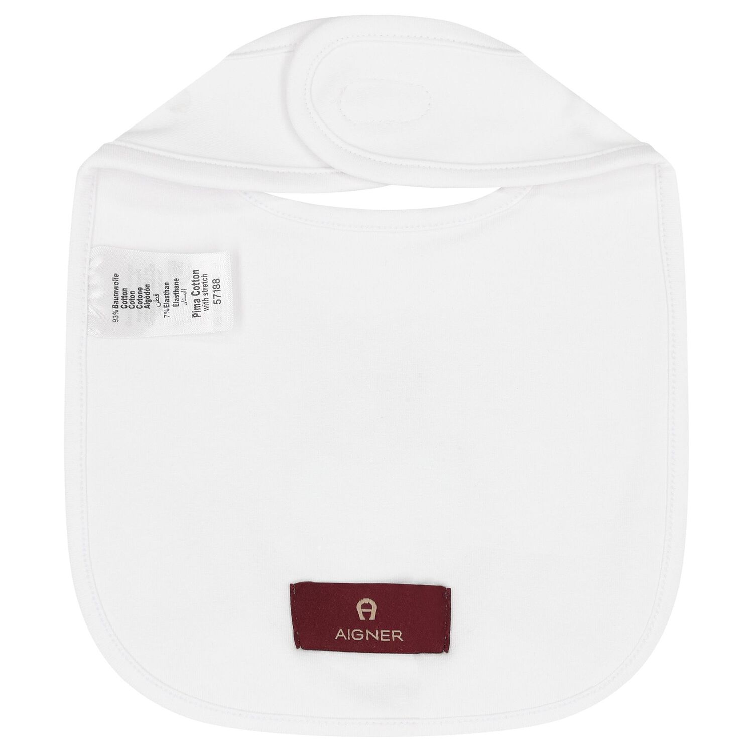 White Teddy Bear Logo Baby Bib, 1, hi-res