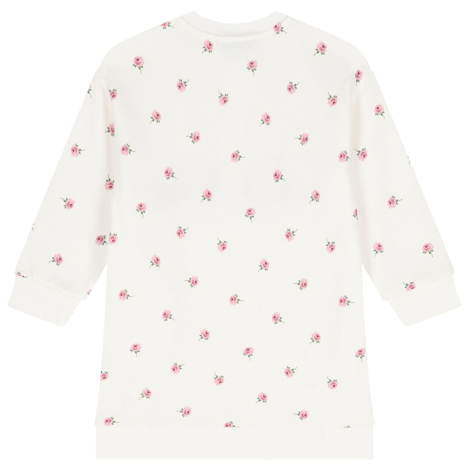 Girls Ivory Floral Logo Dress, 1, hi-res