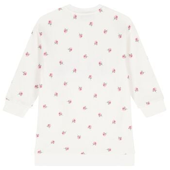 Girls Ivory Floral Logo Dress