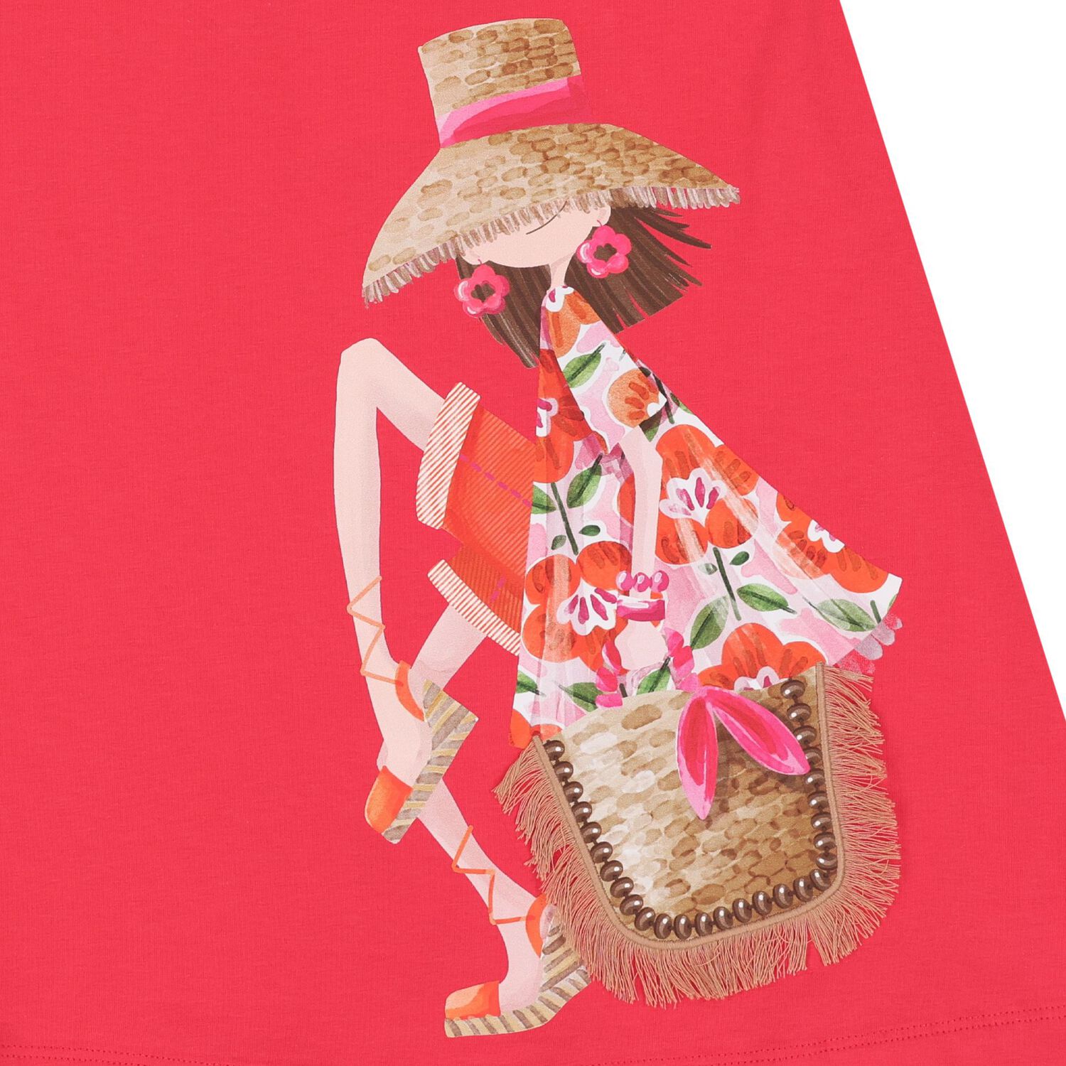 Girls Red Ruffled Dress, 3, hi-res