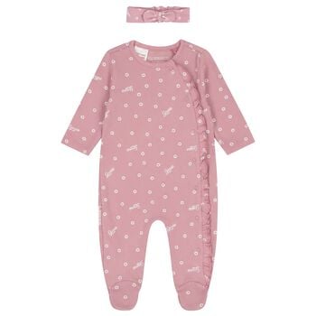 Baby Girls Pink Floral Babygrow Gift Set