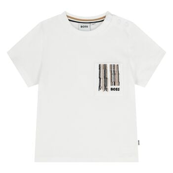 Younger Boys White Logo T-Shirt