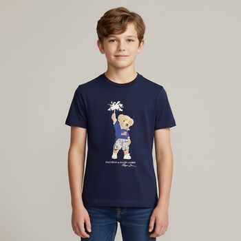 Boys Navy Blue Polo Bear T-Shirt, 1 Boys Navy Blue Polo Bear T-Shirt