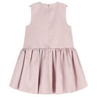 Girls Pink Satin Flower Dress, 1, hi-res