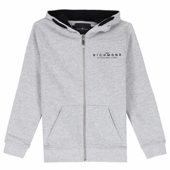 Boys Grey Logo Hooded Top