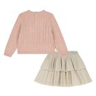 Younger Girls Pink & Beige Cable Knit Skirt Set, 1, hi-res