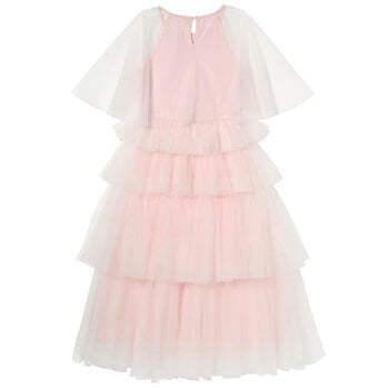 Girls Pink Sequin Ruffled Tulle Dress
