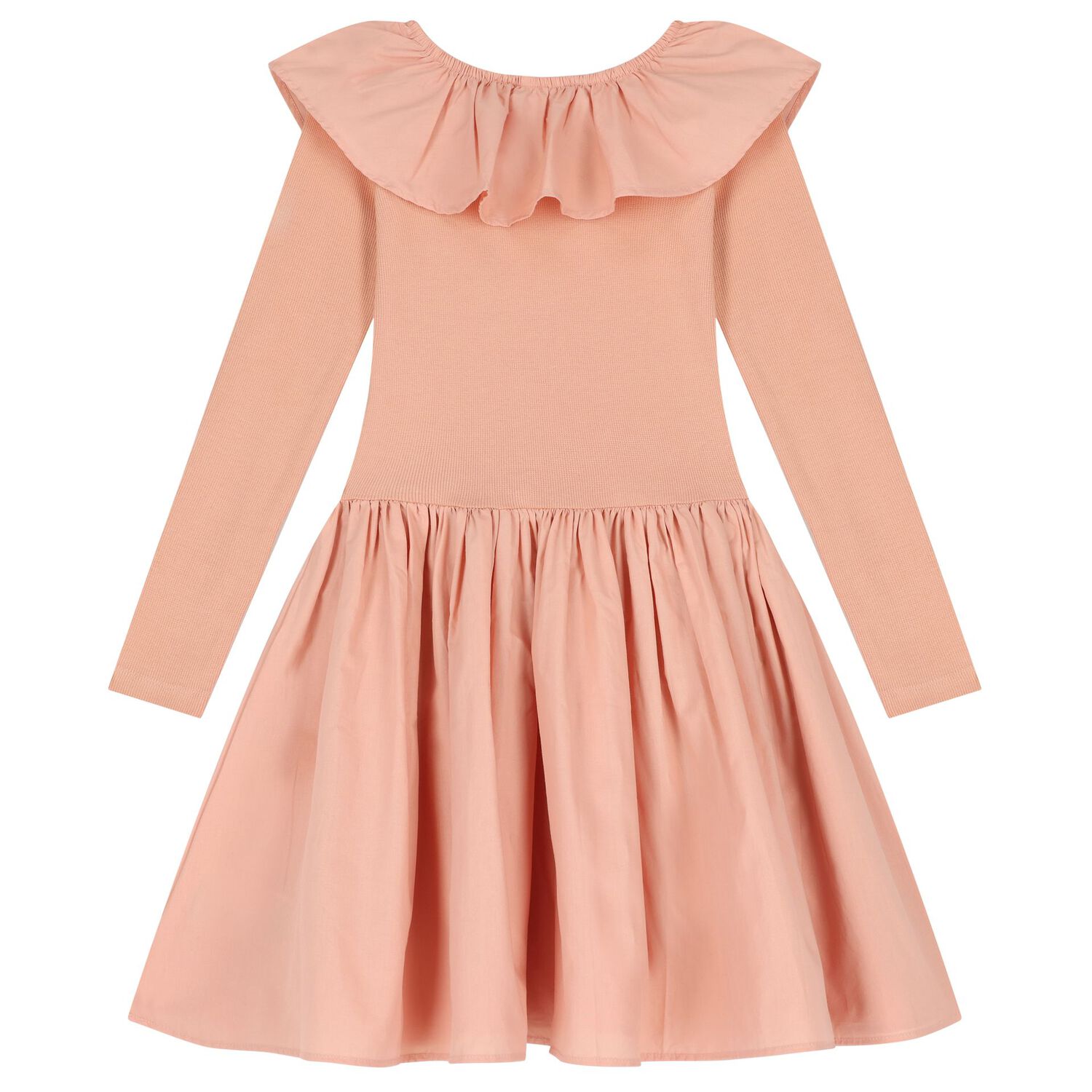 Girls Pink Ruffled Long Sleeve Dress, 1, hi-res image number null