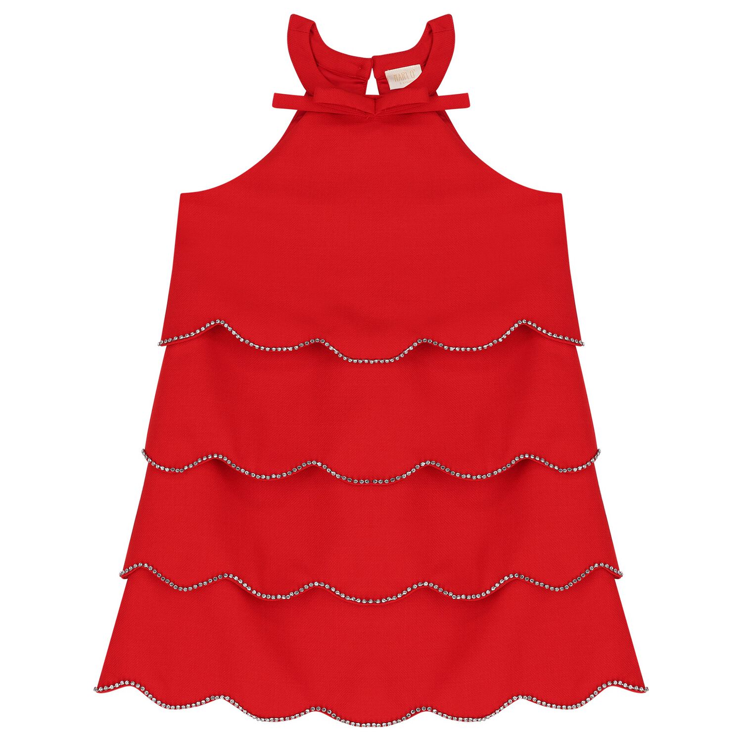 Girls Red Logo Diamante Dress , 1, hi-res