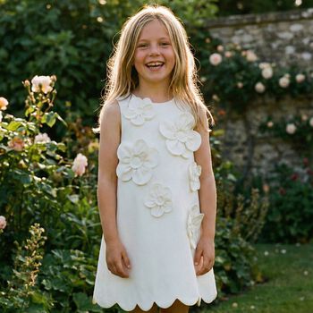 Girls White Floral Dress