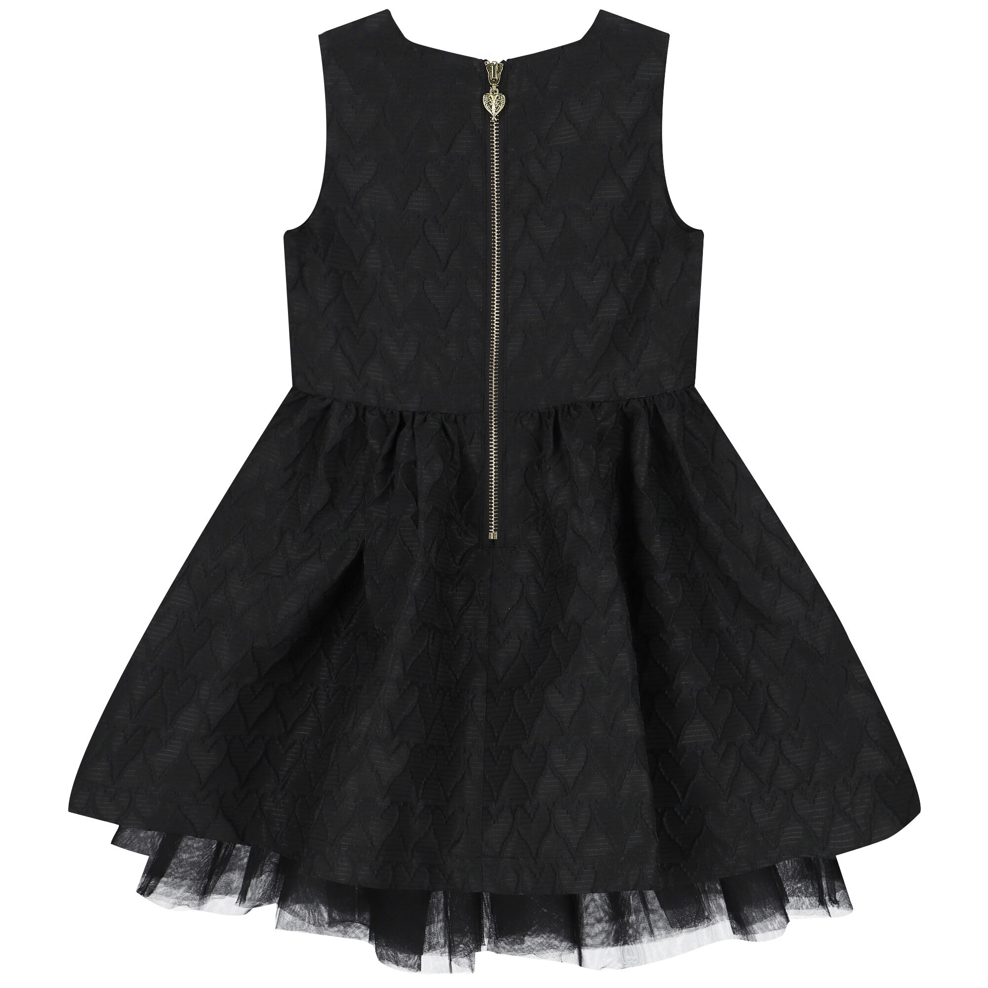 Angel's Face Girls Black Jacquard Heart Dress | Junior