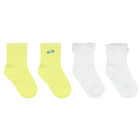 Girls White & Yellow Socks ( 2-Pack ), 1, hi-res
