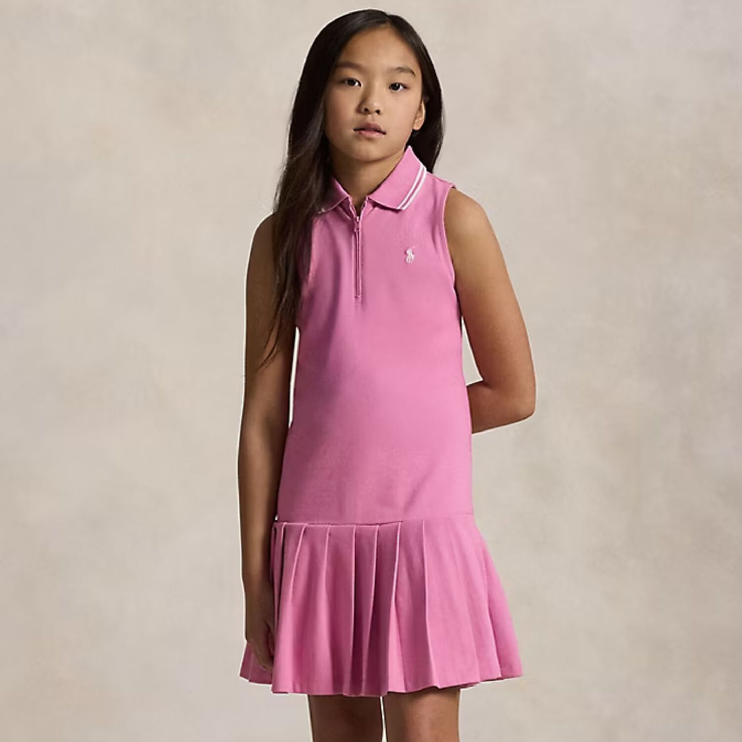 Girls Pink Logo Polo Dress, 1, hi-res image number null