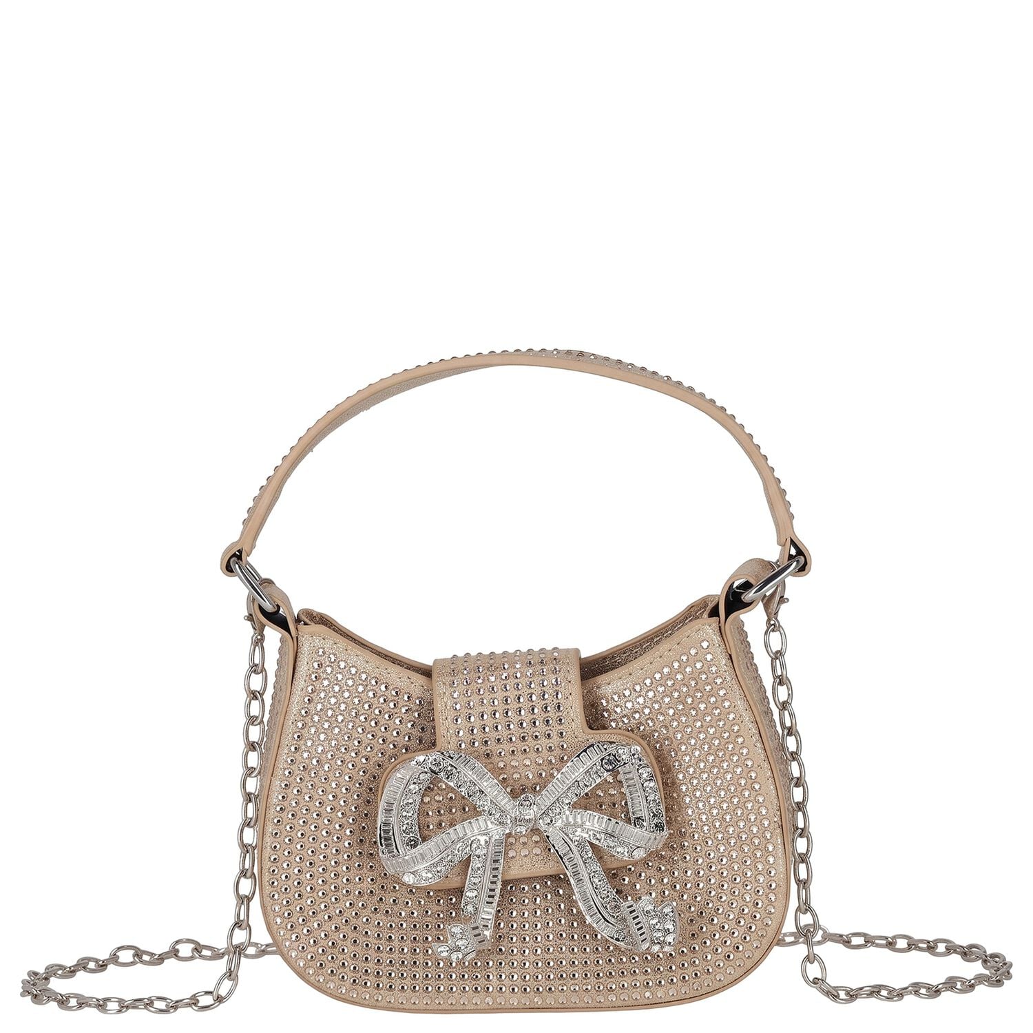 Girls Gold Diamante Bow Handbag ( 16CM ), 3, hi-res