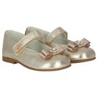 Younger Girls Gold Ballerina Bow Shoes, 1, hi-res