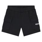 Younger Boys Black Logo Shorts, 1, hi-res