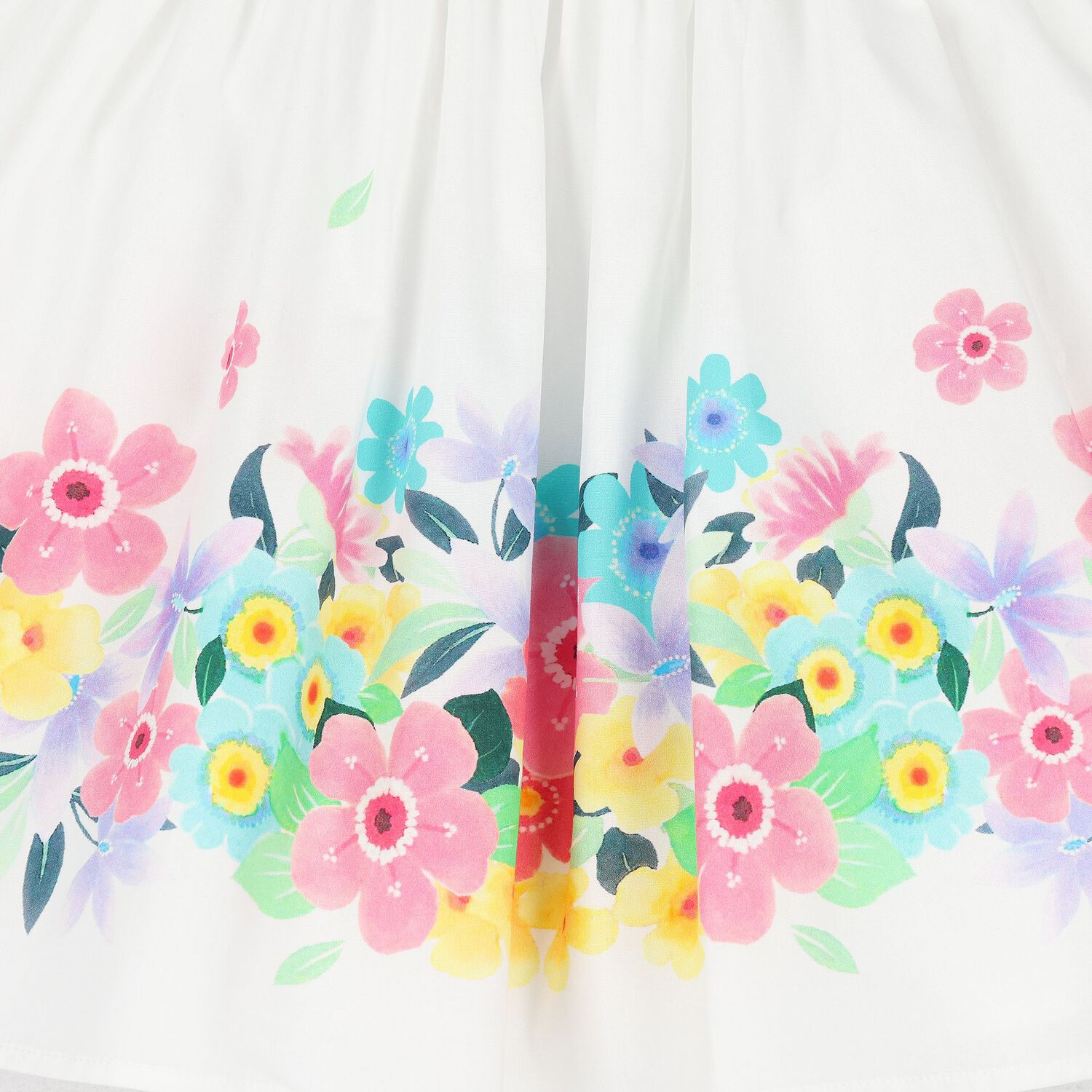 فستان بنات بطبعه ورود باللون الابيض, 1, hi-res