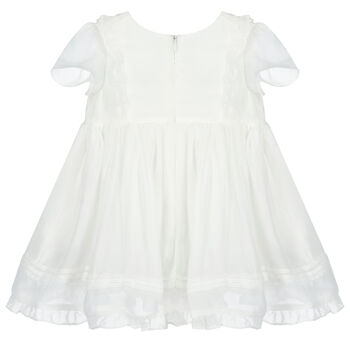 Younger Girls White Chiffon Dress
