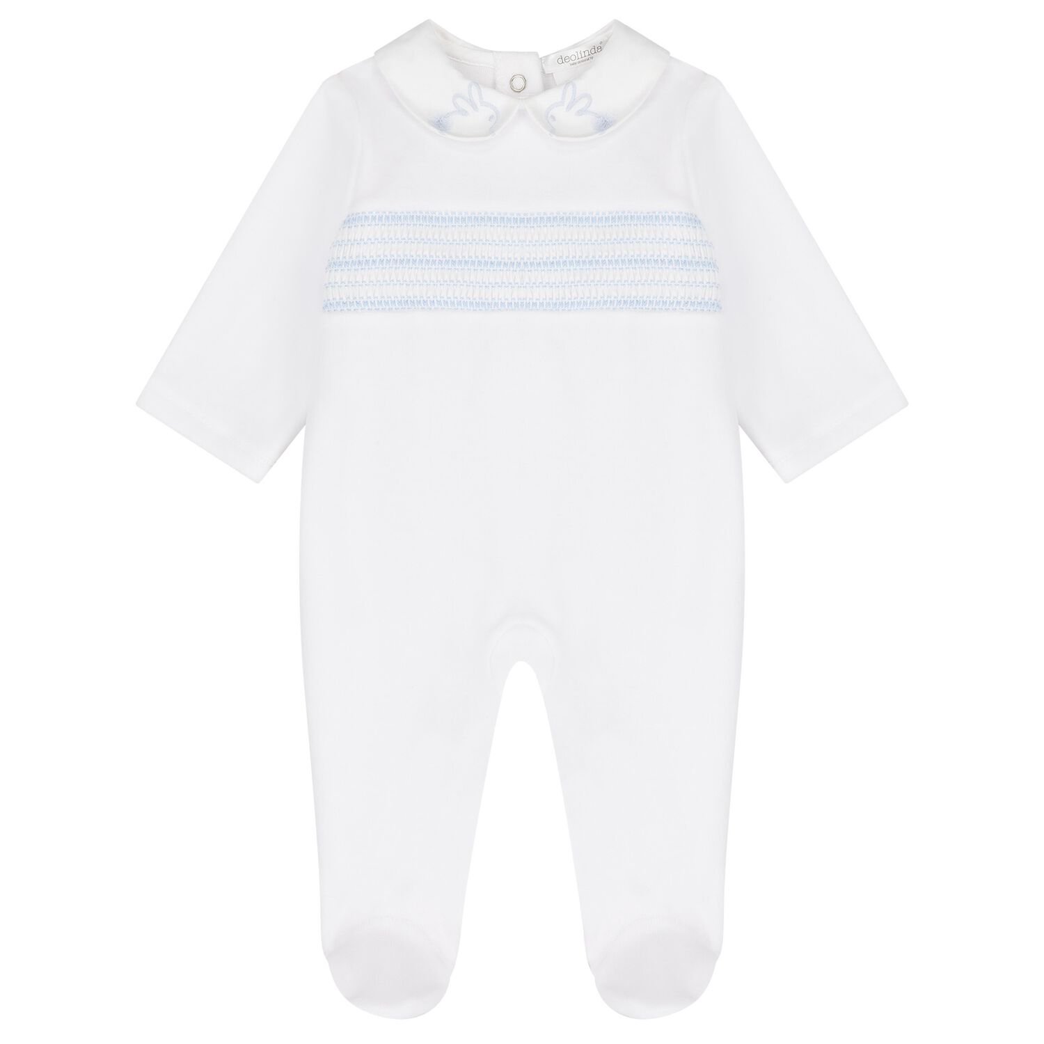 Baby Boys White & Blue Babygrow, 1, hi-res
