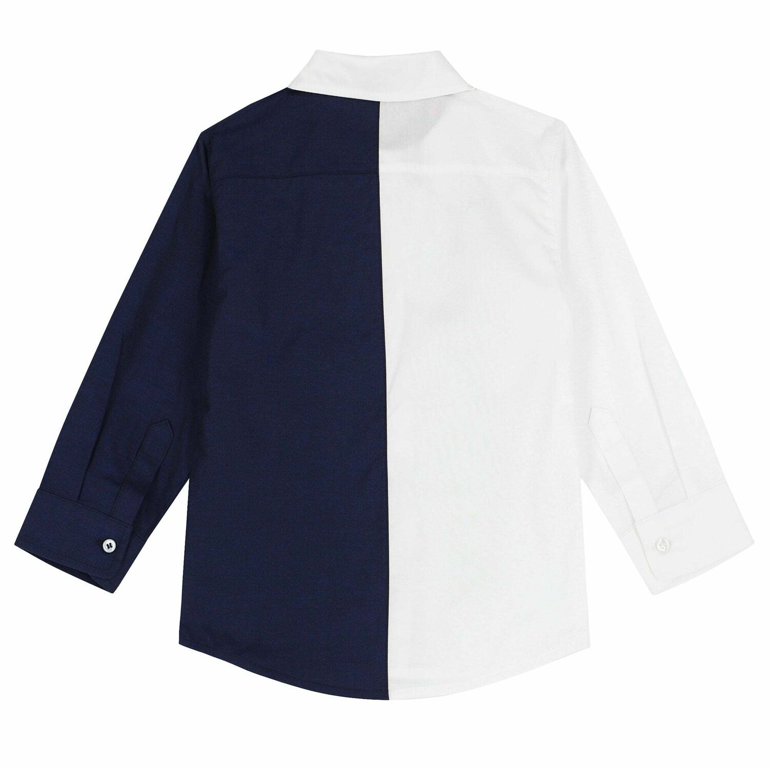 Boys White & Navy Logo Shirt, 1, hi-res