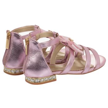 Girls Pink Diamante Bow Sandals