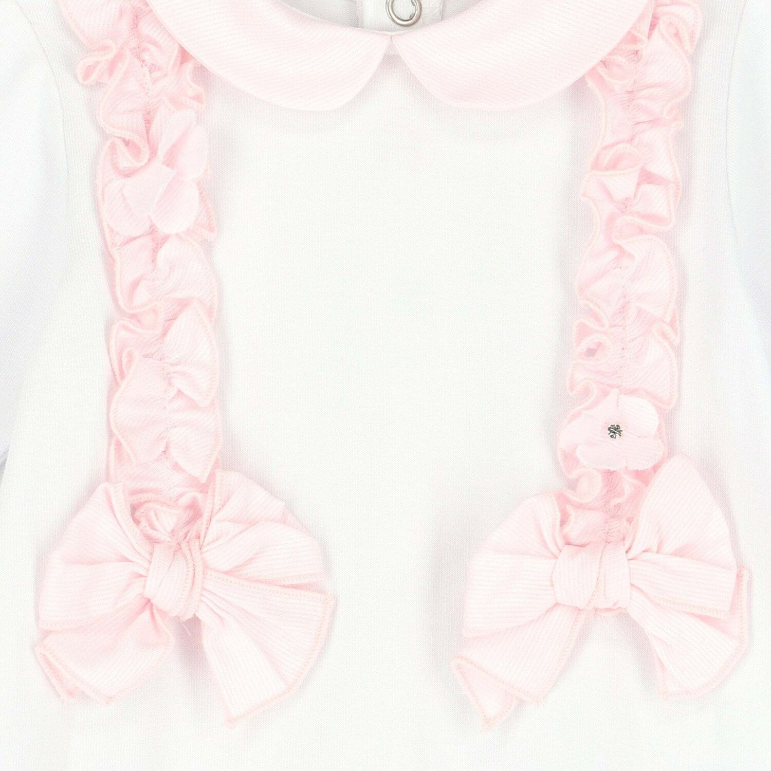 Baby Girls White & Pink Babygrow, 1, hi-res