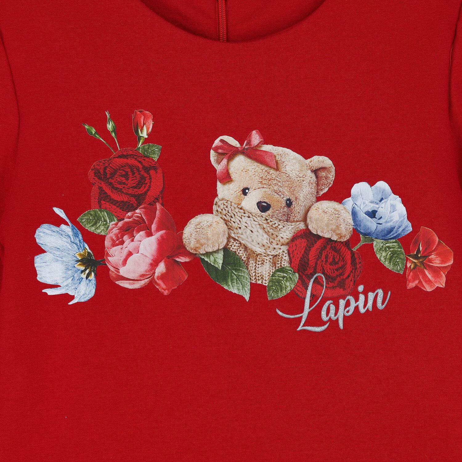 Girls Red Teddy Bear Dress, 1, hi-res image number null
