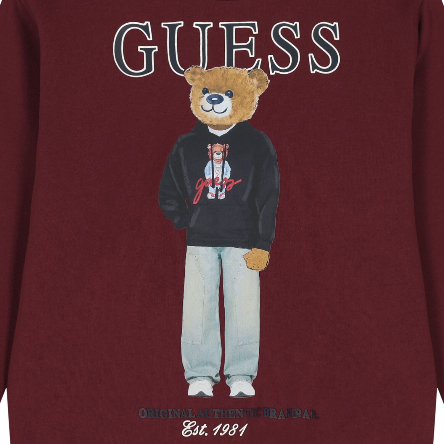 Boys Burgundy Teddy Bear Logo Sweatshirt, 2, hi-res