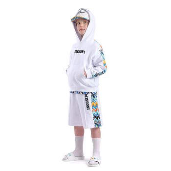 Boys White Zigzag Shorts