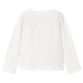 بلوزة دمى بيضاء للبنات بأكمام طويلة