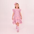 Girls Pink Lace Sequin Christina Dress, 2, hi-res