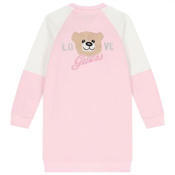 Girls Pink & White Logo Dress