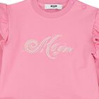 Younger Girls Pink Logo Ruffled Dress, 1, hi-res