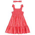 Girls Pink Striped Smocked Dress Set, 3, hi-res