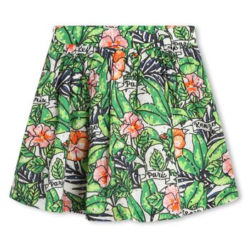 Girls Green Floral Skirt