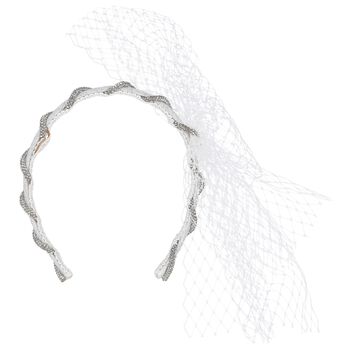 Girls White & Silver Diamante Headband