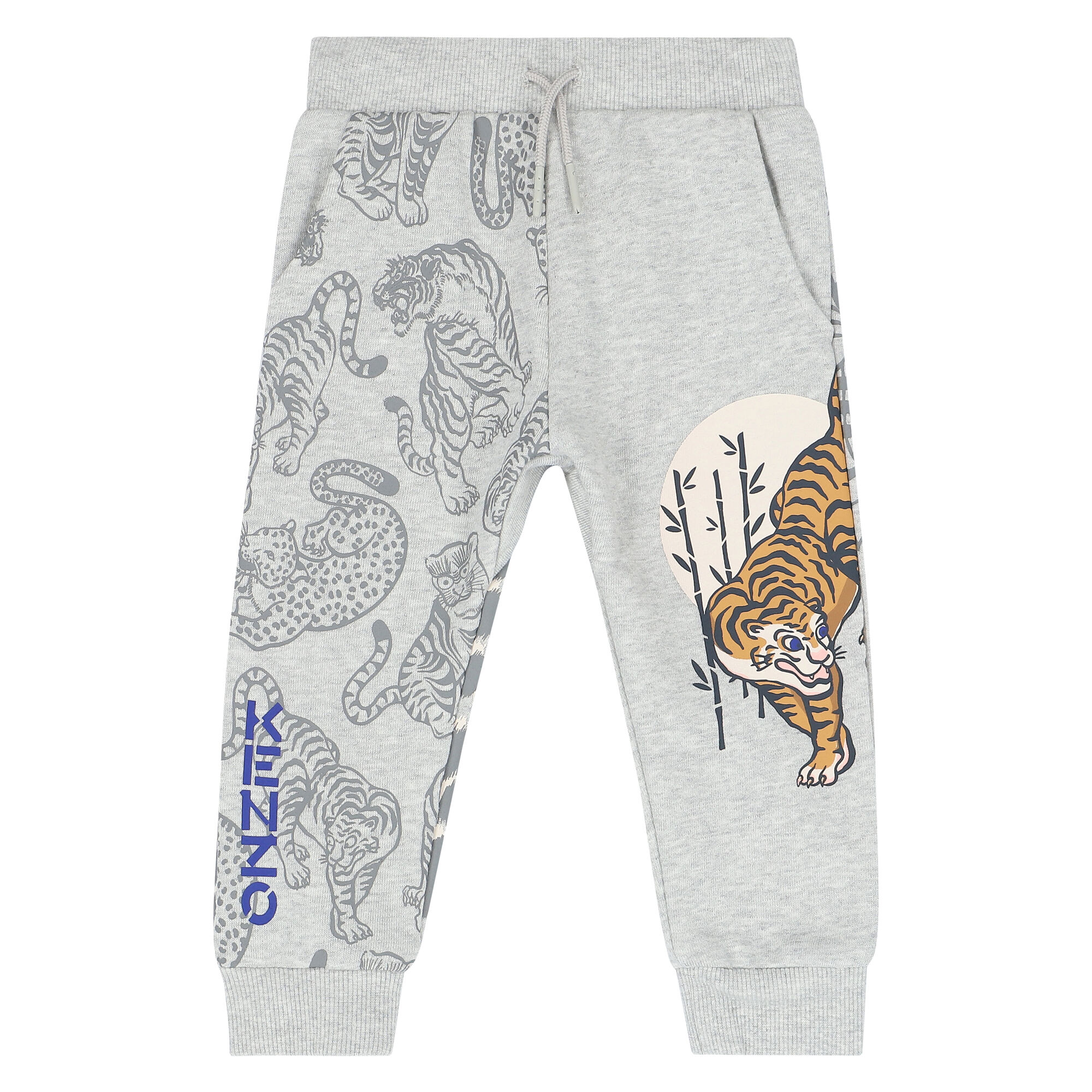 KENZO KIDS Younger Boys Grey Tiger Logo Joggers Junior Couture