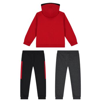 Boys Red, Grey & Black 3 Piece Tracksuit Set
