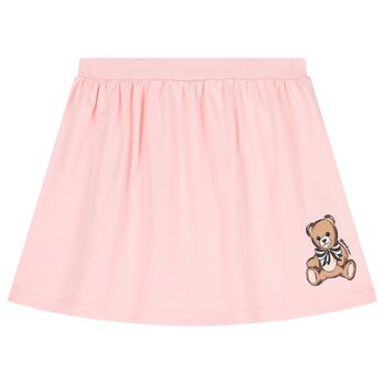 Girls Pink Teddy Bear Logo Skirt