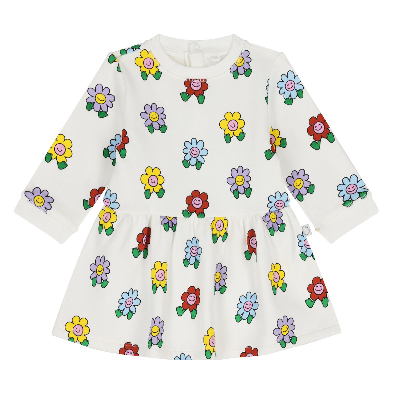 فستان بنات مزين بالزهور باللون الابيض , 1, hi-res