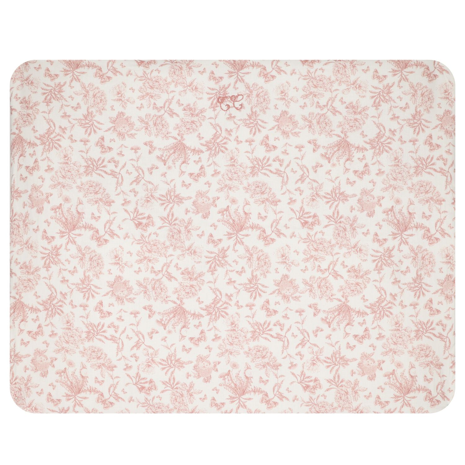 Baby Girls Ivory & Pink Toile De Jouy Baby Blanket, 3, hi-res