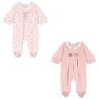 Baby Girls Pink Floral Babygrows ( 2-Pack ), 2, hi-res