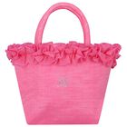 Girls Pink Logo Ruffled Hand Bag, 1, hi-res