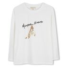 Girls Ivory Logo Long Sleeve Top, 1, hi-res