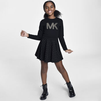 Girls Black Logo Dress